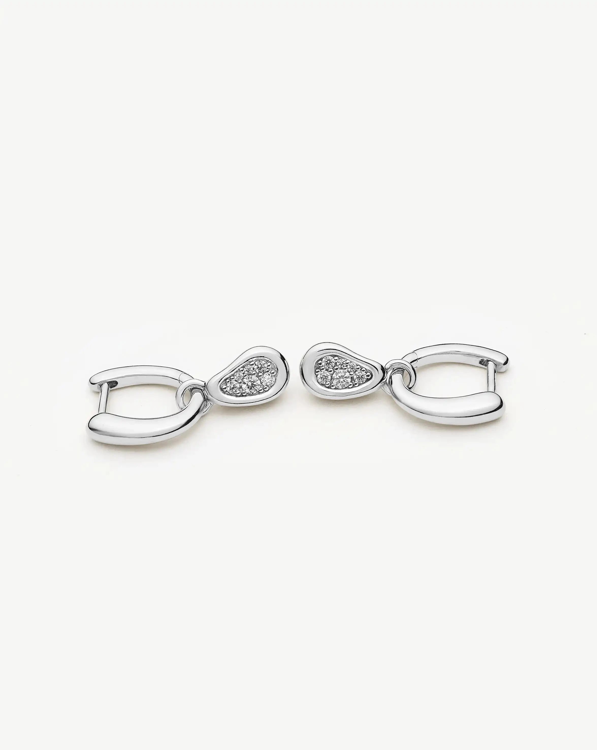 Molten Teardrop Pavé Charm Hoop Earrings | Silver Plated/Cubic Zirconia Earrings Missoma 
