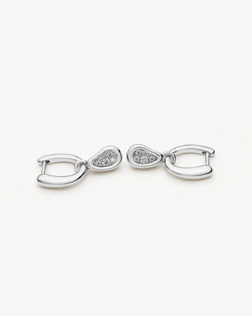 Molten Teardrop Pavé Charm Hoop Earrings | Silver Plated/Cubic Zirconia Earrings Missoma 