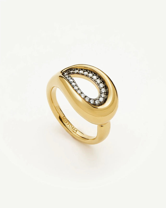 Molten Teardrop Pavé Cocktail Ring | 18k Gold Plated/Cubic Zirconia