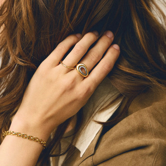 Molten Teardrop Pavé Cocktail Ring | 18k Gold Plated/Cubic Zirconia Rings Missoma 