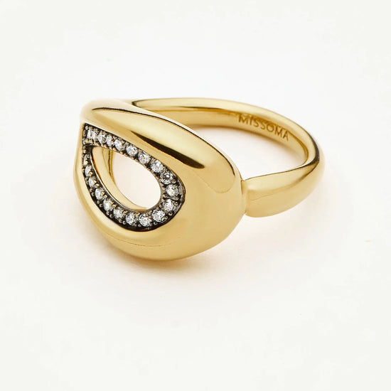 Molten Teardrop Pavé Cocktail Ring | 18k Gold Plated/Cubic Zirconia Rings Missoma 