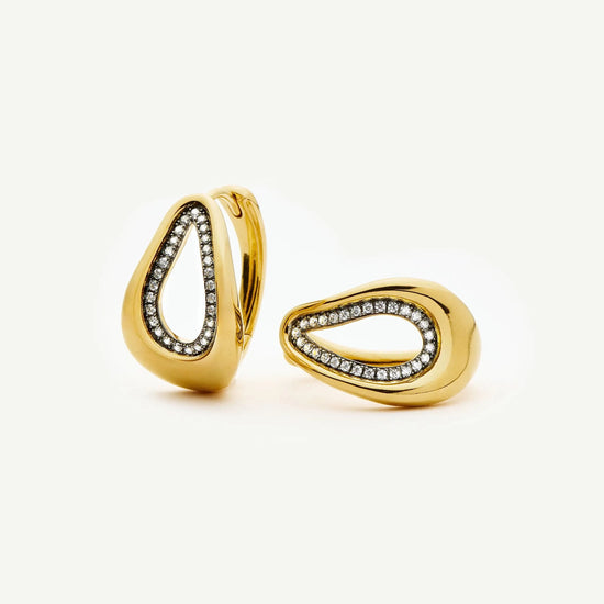 Molten Teardrop Pavé Hoop Earrings | 18k Gold Plated/Cubic Zirconia Earrings Missoma 