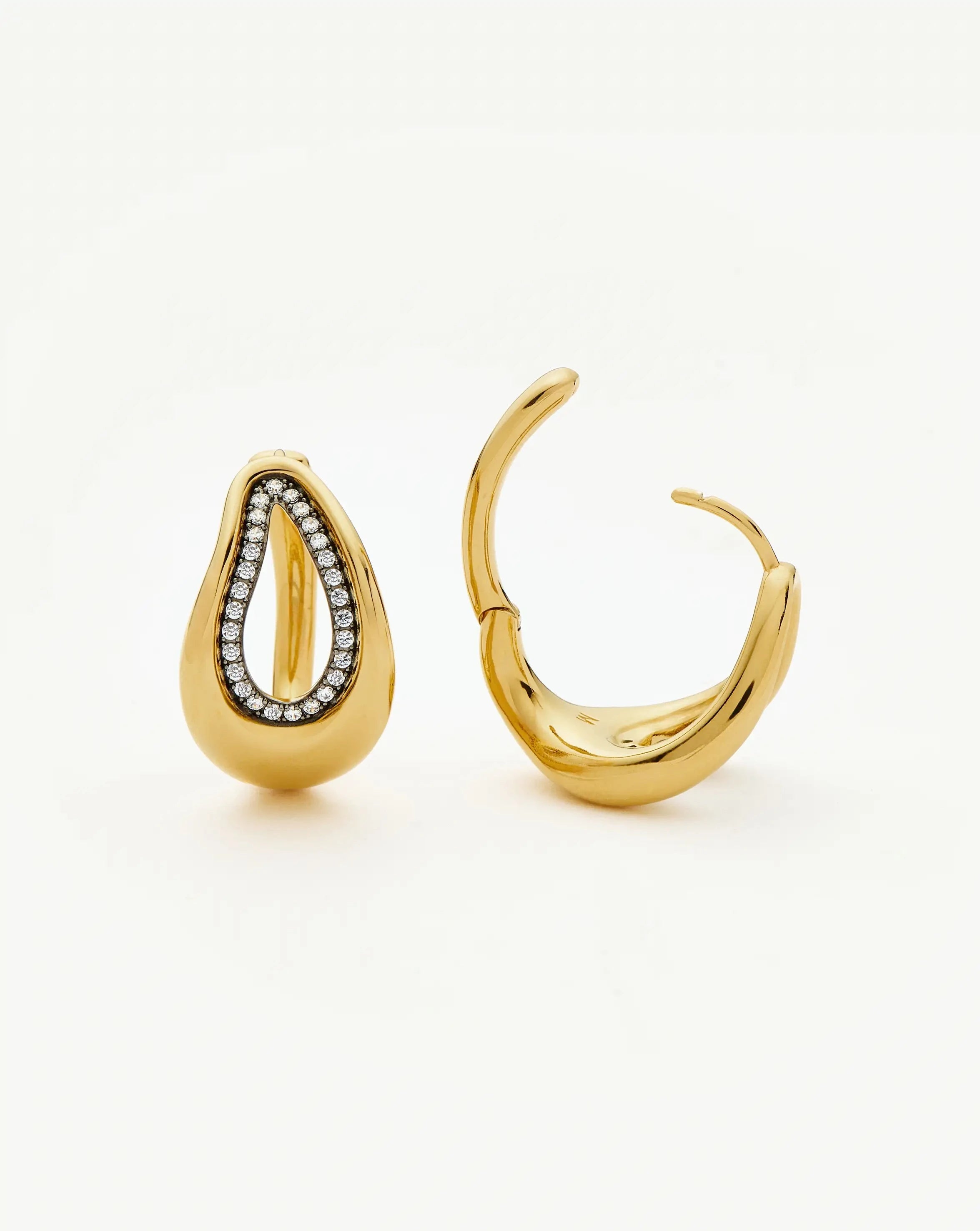 Molten Teardrop Pavé Hoop Earrings | 18k Gold Plated/Cubic Zirconia Earrings Missoma 