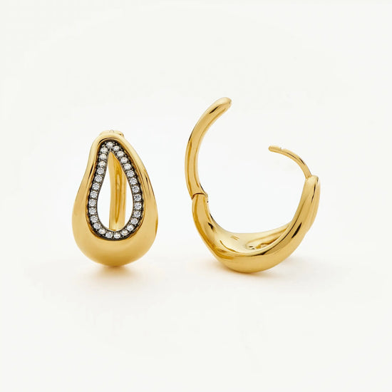 Molten Teardrop Pavé Hoop Earrings | 18k Gold Plated/Cubic Zirconia Earrings Missoma 