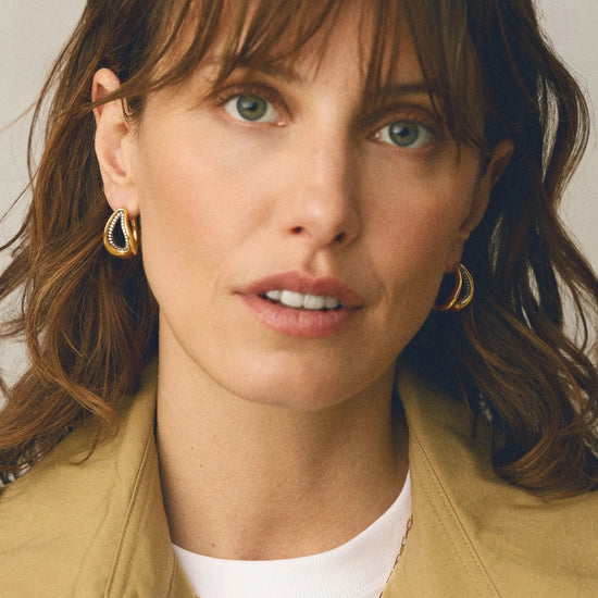 Molten Teardrop Pavé Hoop Earrings | 18k Gold Plated/Cubic Zirconia Earrings Missoma 