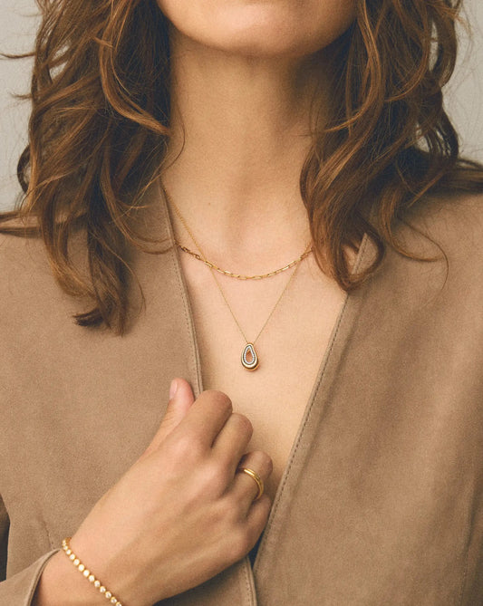 Molten Teardrop Pavé Pendant Necklace | 18k Gold Plated/Cubic Zirconia Necklaces Missoma 