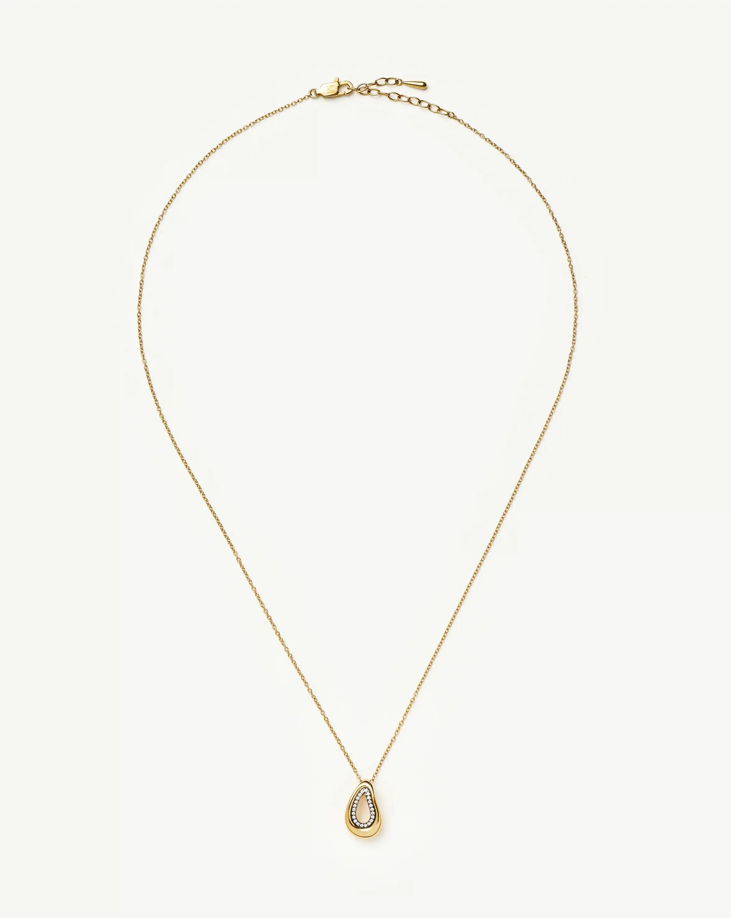 Molten Teardrop Pavé Pendant Necklace | 18k Gold Plated/Cubic Zirconia Necklaces Missoma 