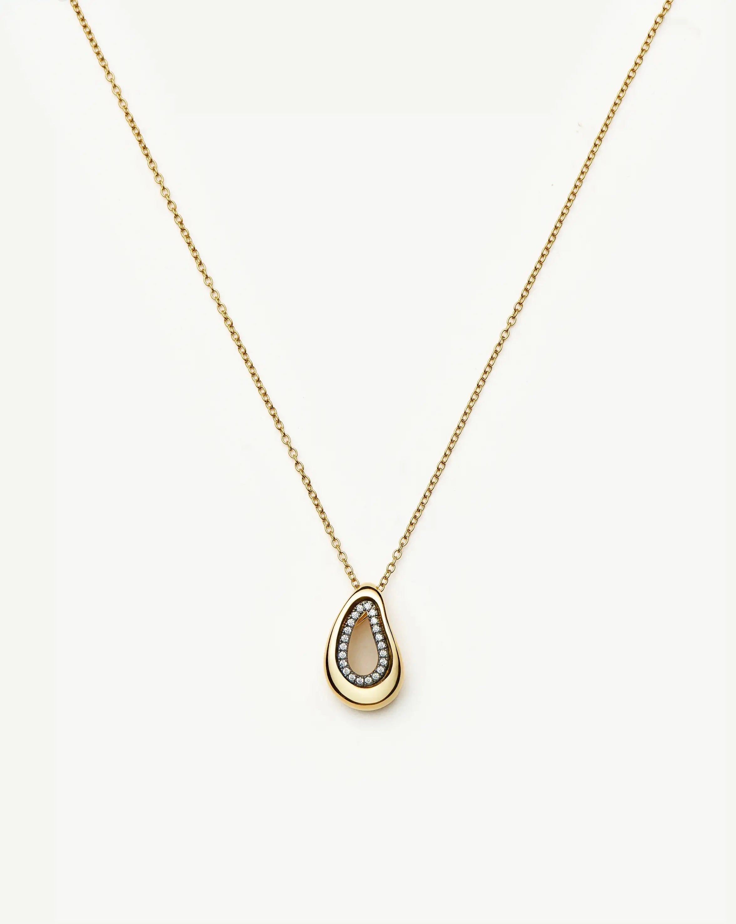 Molten Teardrop Pavé Pendant Necklace | 18k Gold Plated/Cubic Zirconia Necklaces Missoma 