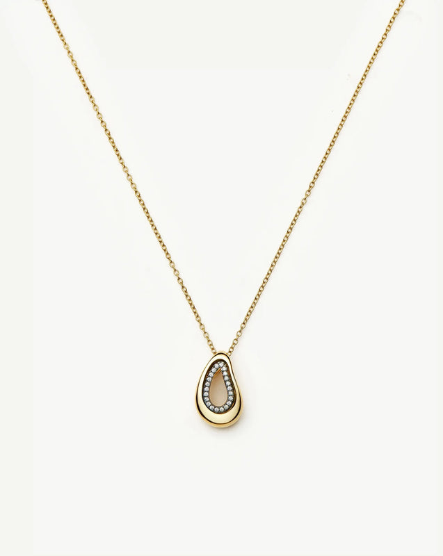 Molten Teardrop Pavé Pendant Necklace | 18k Gold Plated/Cubic Zirconia