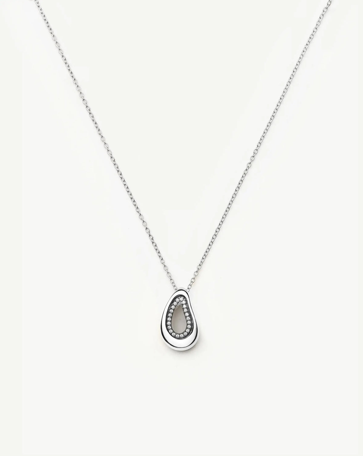 Molten Teardrop Pavé Pendant Necklace | Silver Plated/Cubic Zirconia Necklaces Missoma 