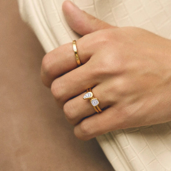 Molten Teardrop Pavé Ring | 18k Gold Plated/Cubic Zirconia Rings Missoma 