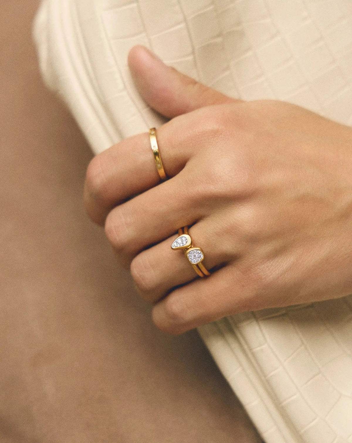 Molten Teardrop Pavé Ring | 18k Gold Plated/Cubic Zirconia Rings Missoma 