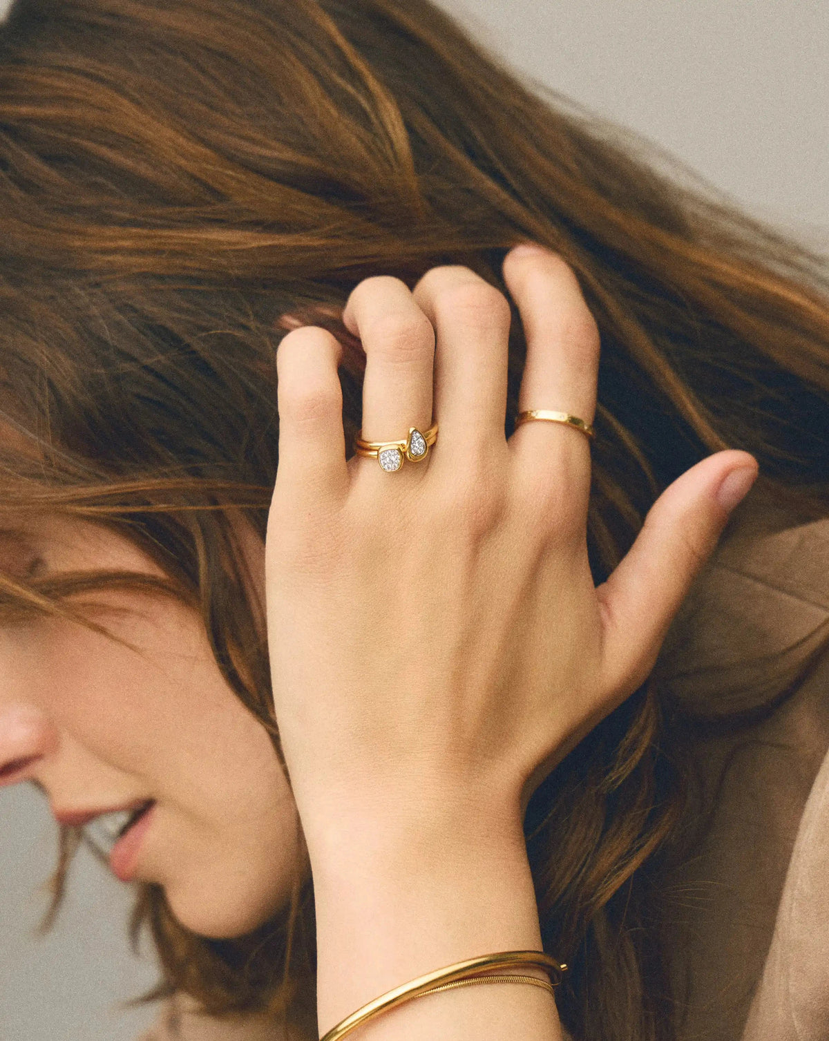 Molten Teardrop Pavé Ring | 18k Gold Plated/Cubic Zirconia Rings Missoma 