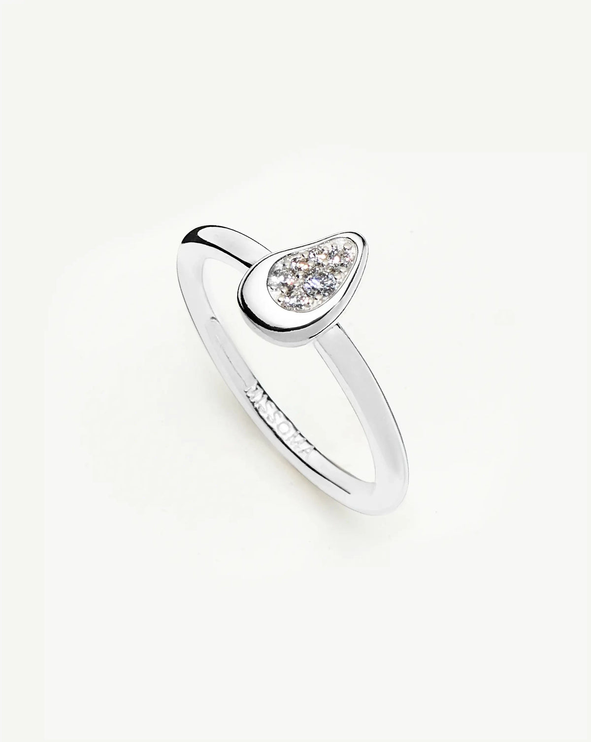 Molten Teardrop Pavé Ring | Silver Plated/Cubic Zirconia Rings Missoma 