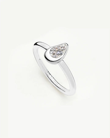 Molten Teardrop Pavé Ring | Silver Plated/Cubic Zirconia Rings Missoma 