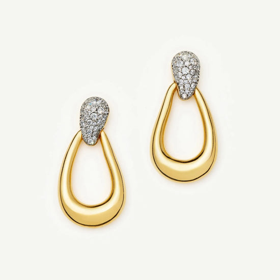 Molten Teardrop Pavé Statement Stud Earrings | 18k Gold Plated/Cubic Zirconia Earrings Missoma 