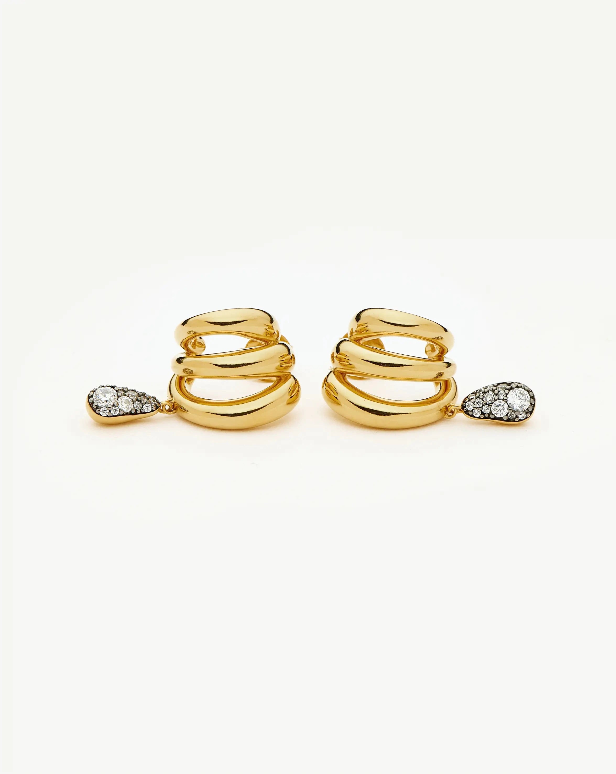 Molten Teardrop Pavé Trio Stud Earrings | 18k Gold Plated/Cubic Zirconia Earrings Missoma 