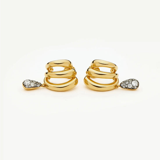 Molten Teardrop Pavé Trio Stud Earrings | 18k Gold Plated/Cubic Zirconia Earrings Missoma 