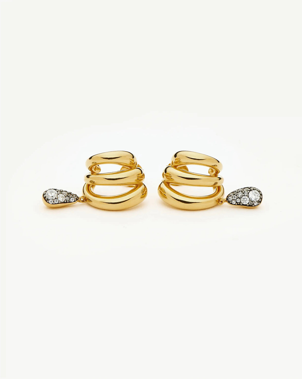 Molten Teardrop Pavé Trio Stud Earrings | 18k Gold Plated/Cubic Zirconia Earrings Missoma 