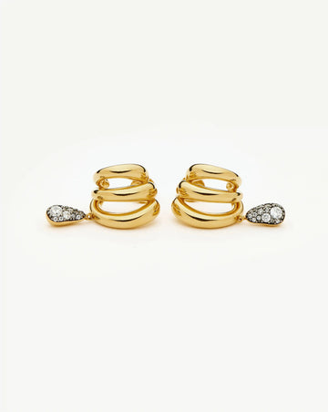 Molten Teardrop Pavé Trio Stud Earrings | 18k Gold Plated/Cubic Zirconia Earrings Missoma 