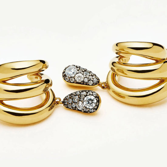 Molten Teardrop Pavé Trio Stud Earrings | 18k Gold Plated/Cubic Zirconia Earrings Missoma 
