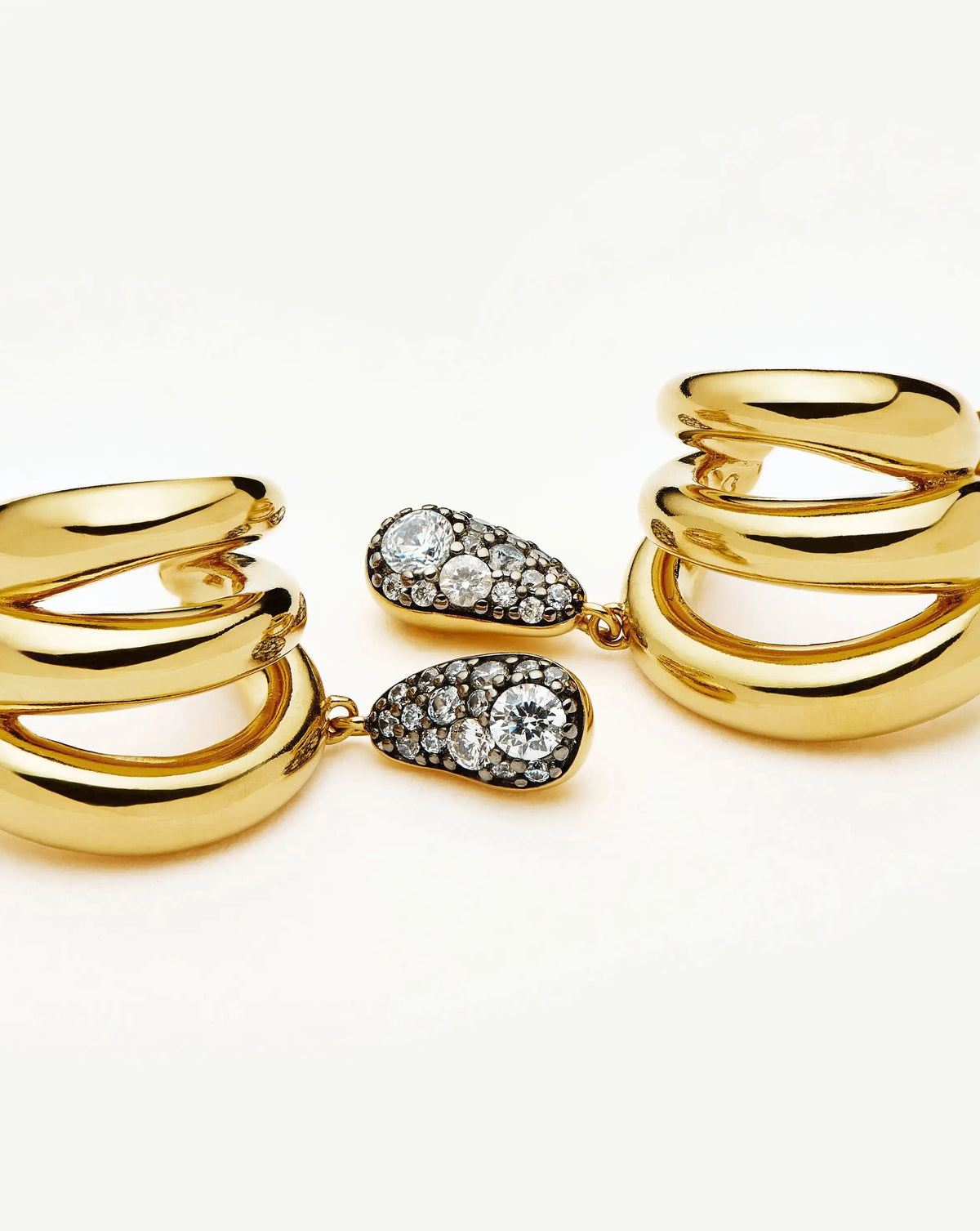 Molten Teardrop Pavé Trio Stud Earrings | 18k Gold Plated/Cubic Zirconia Earrings Missoma 