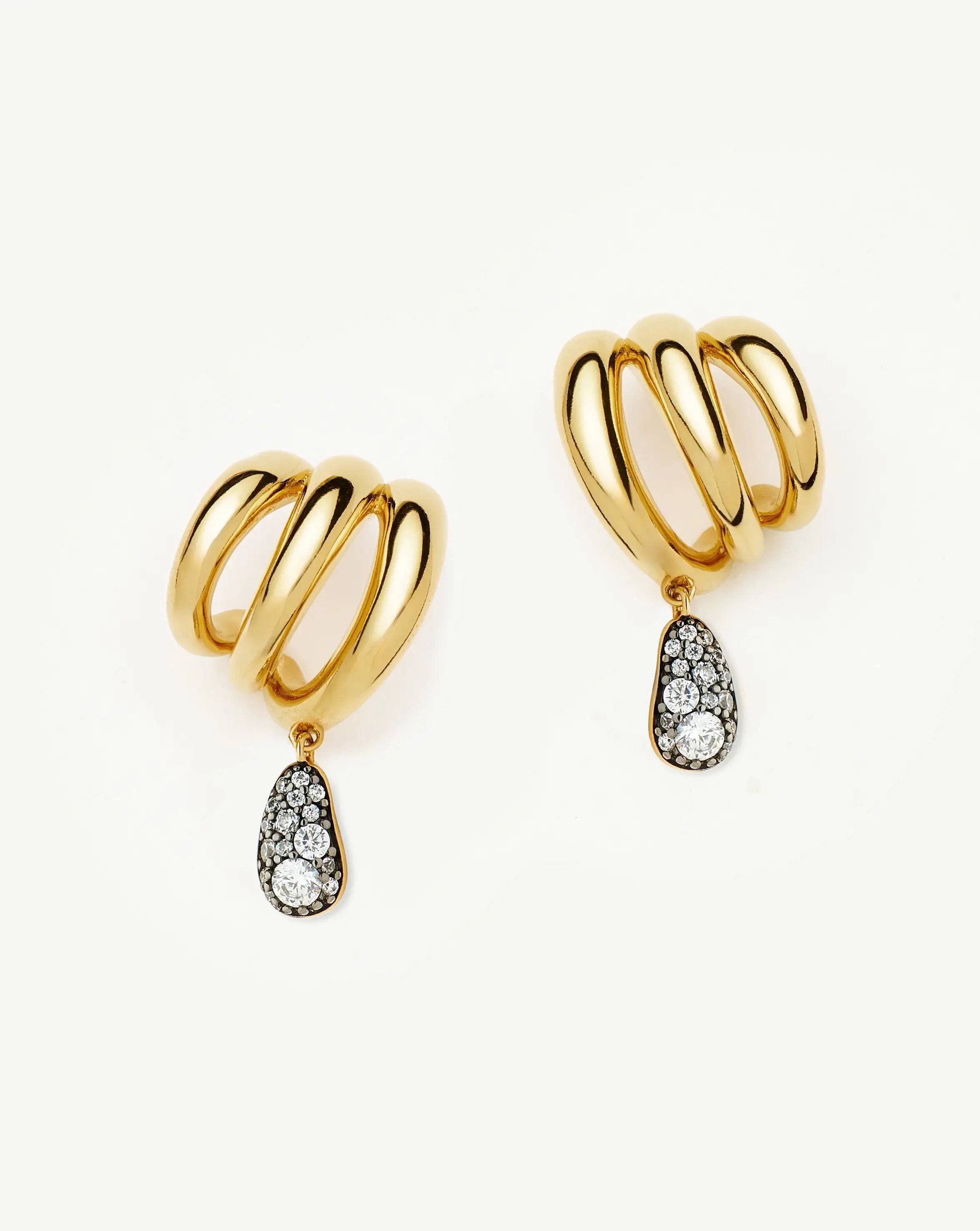 Molten Teardrop Pavé Trio Stud Earrings | 18k Gold Plated/Cubic Zirconia Earrings Missoma 