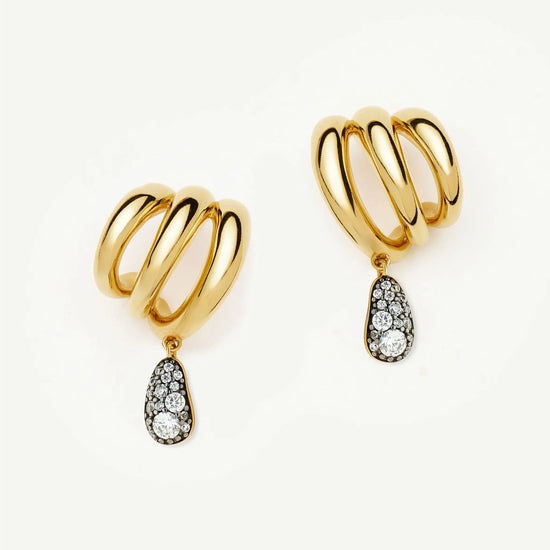 Molten Teardrop Pavé Trio Stud Earrings | 18k Gold Plated/Cubic Zirconia Earrings Missoma 