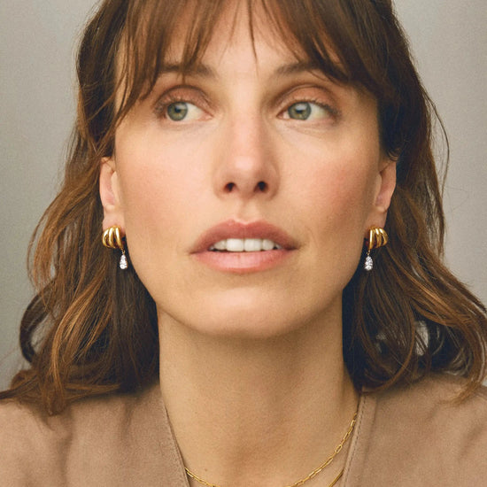 Molten Teardrop Pavé Trio Stud Earrings | 18k Gold Plated/Cubic Zirconia Earrings Missoma 