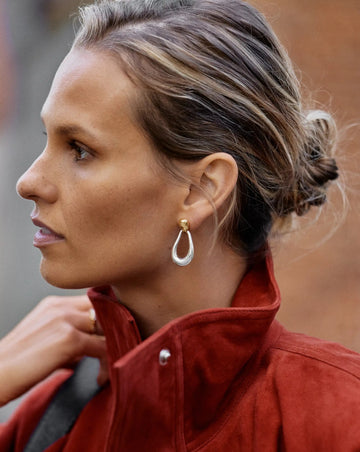 Molten Teardrop Statement Stud Earrings | Mixed Metal Earrings Missoma 