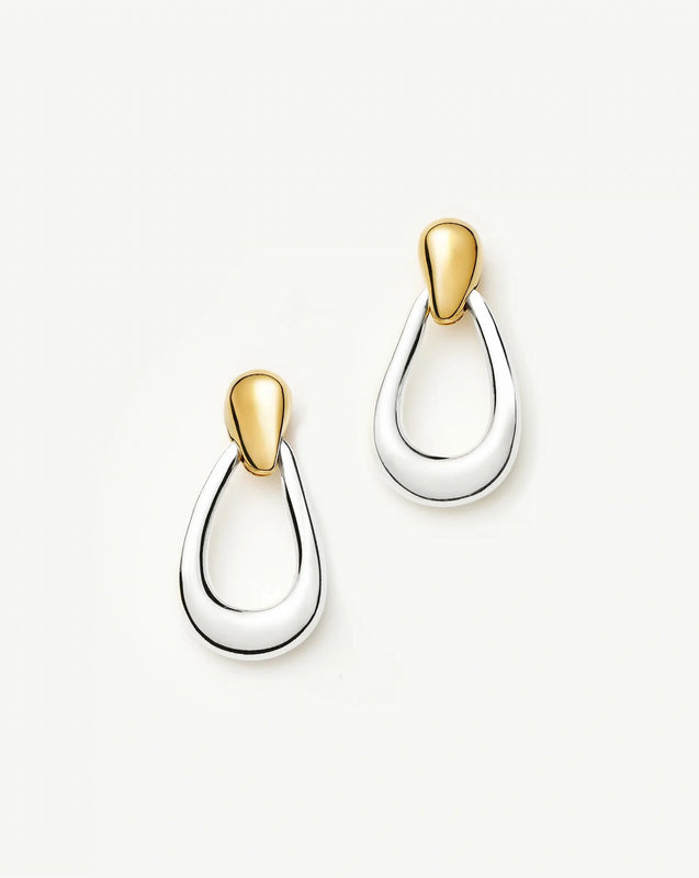 Molten Teardrop Statement Stud Earrings | Mixed Metal