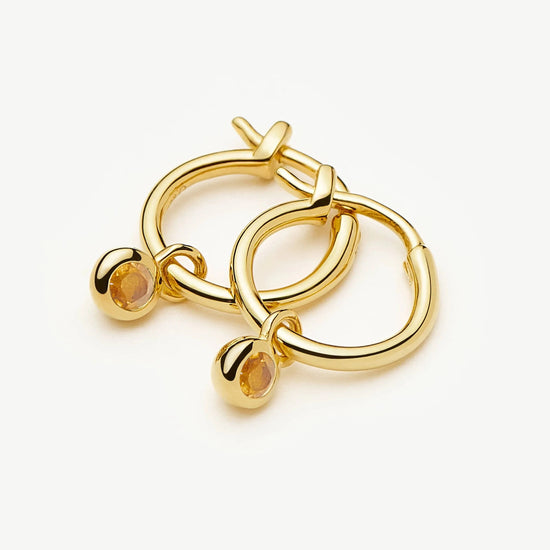 November Birthstone Mini Charm Hoop Earrings | 18k Gold Vermeil/Citrine Earrings Missoma 