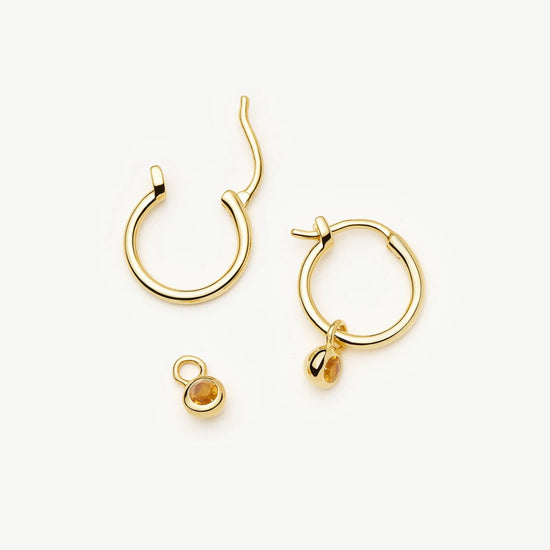 November Birthstone Mini Charm Hoop Earrings | 18k Gold Vermeil/Citrine Earrings Missoma 
