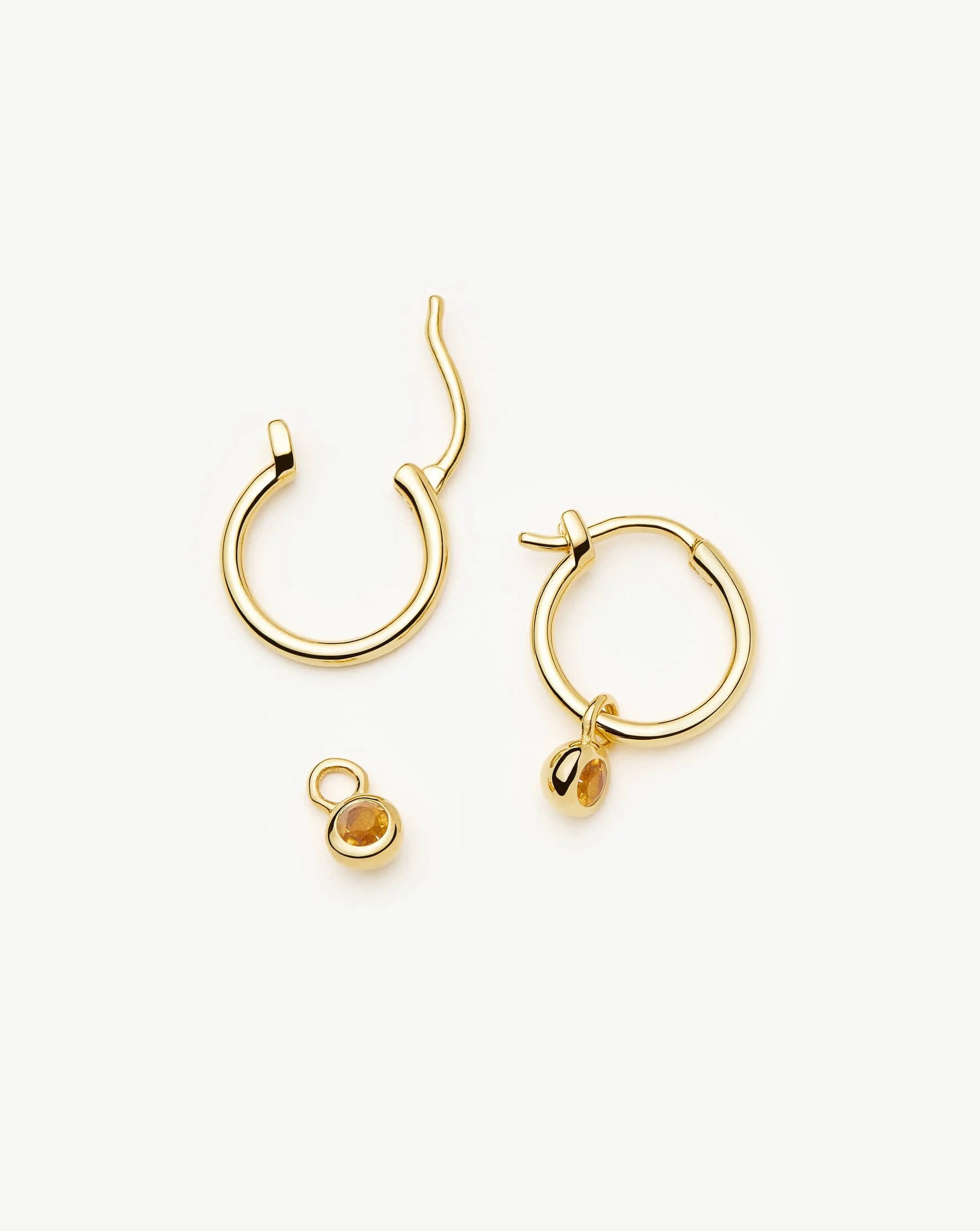 November Birthstone Mini Charm Hoop Earrings | 18k Gold Vermeil/Citrine Earrings Missoma 