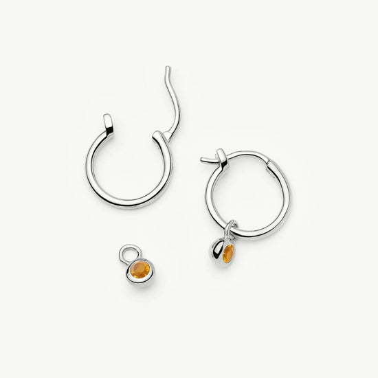 November Birthstone Mini Charm Hoop Earrings | Sterling Silver/Citrine Earrings Missoma 