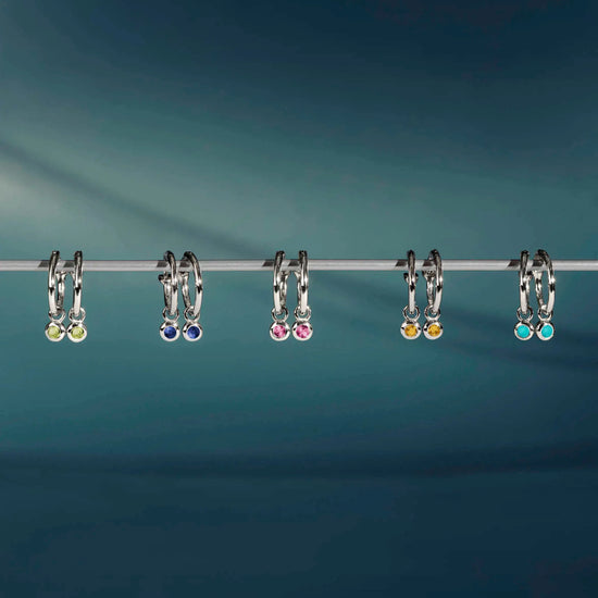 November Birthstone Mini Charm Hoop Earrings | Sterling Silver/Citrine Earrings Missoma 