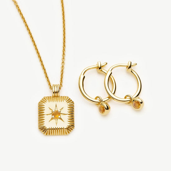 November Birthstone Necklace & Charm Earrings Set | 18k Gold Vermeil/Citrine Necklaces Missoma 