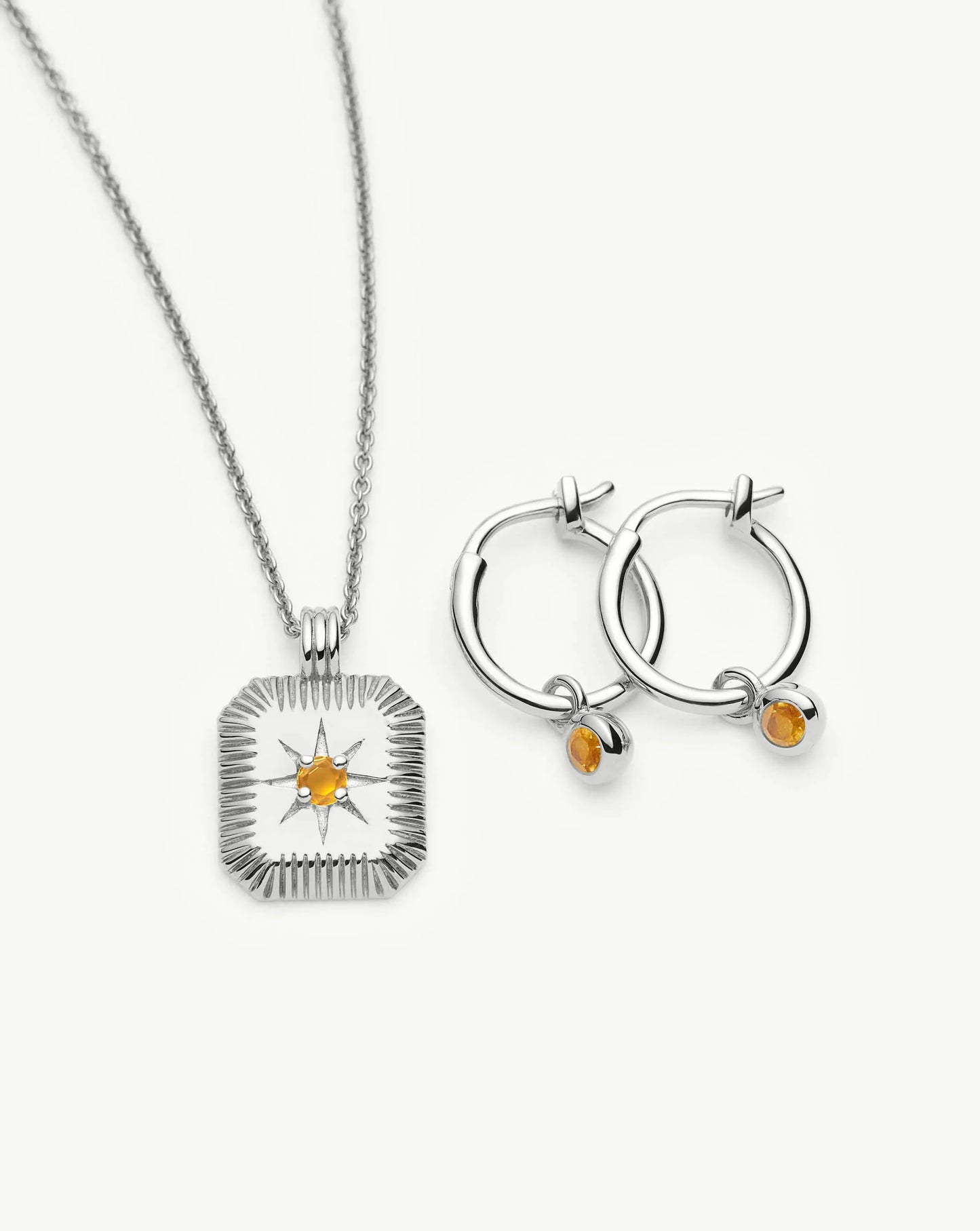 November Birthstone Necklace & Charm Earrings Set | Sterling Silver/Citrine Necklaces Missoma 