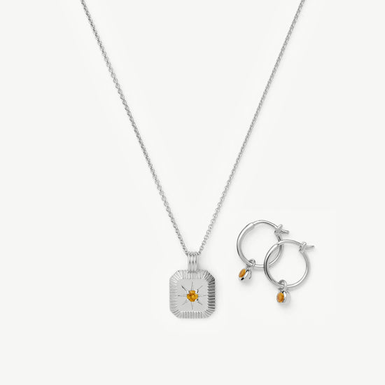 November Birthstone Necklace & Charm Earrings Set | Sterling Silver/Citrine Necklaces Missoma 