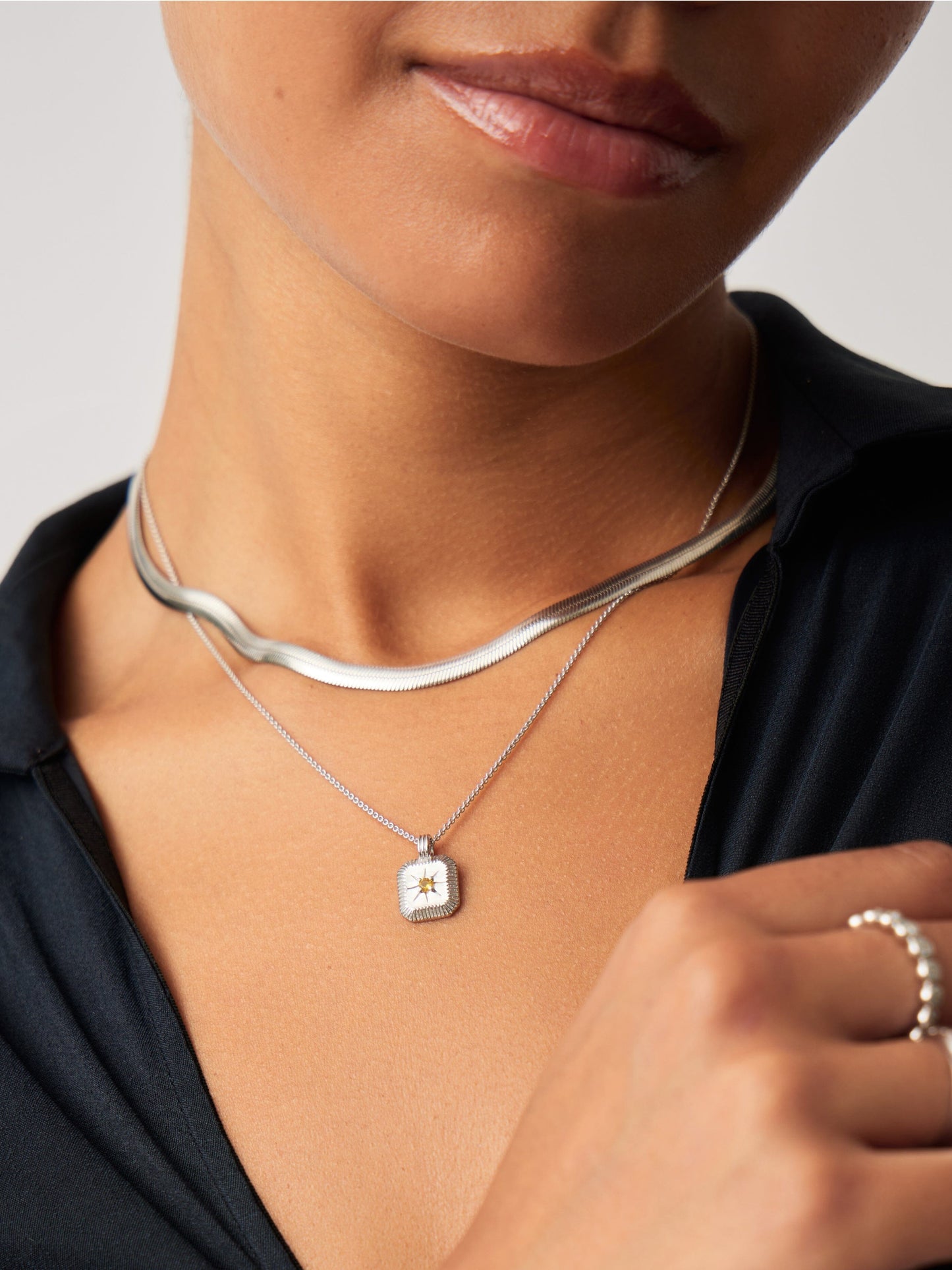 November Birthstone Necklace & Charm Earrings Set | Sterling Silver/Citrine Necklaces Missoma 