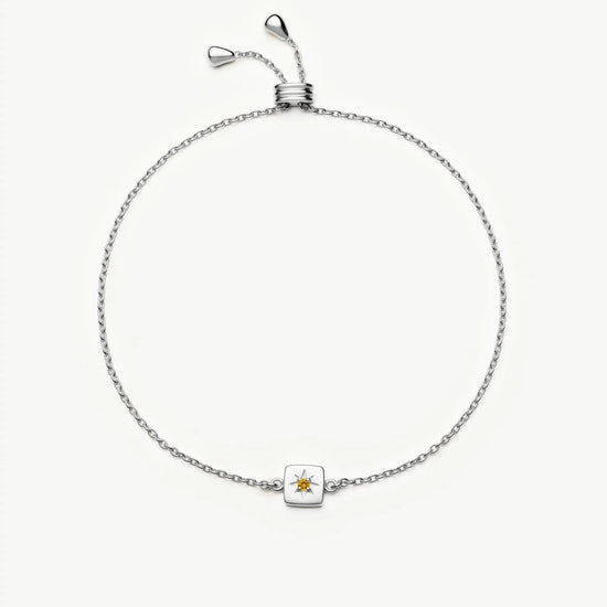 November Birthstone Slider Bracelet | Silver Plated/Citrine Bracelets Missoma 
