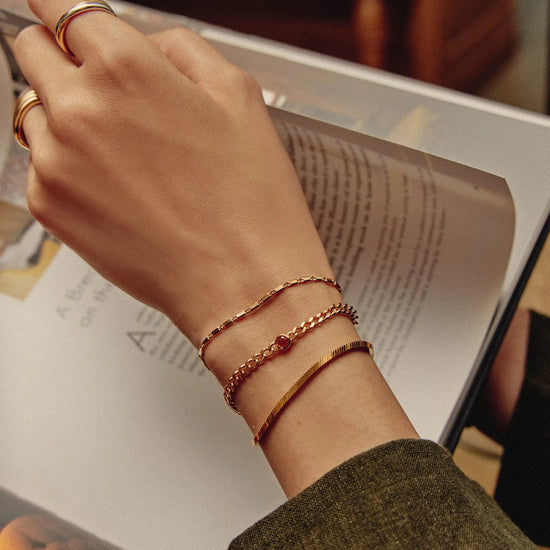 October Birthstone Chain Bracelet | 18k Gold Plated Vermeil/Pink Tourmaline Bracelets Missoma 