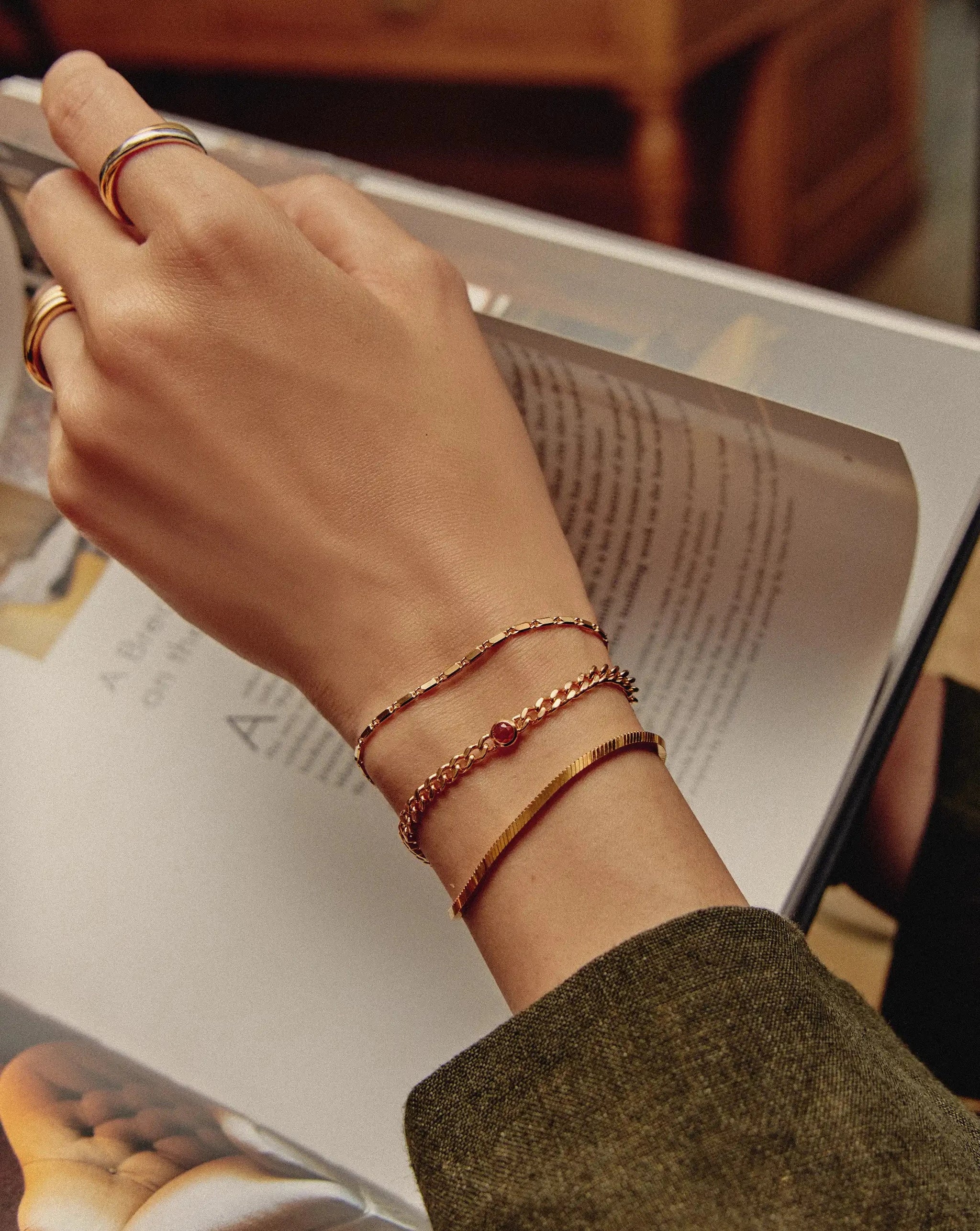 October Birthstone Chain Bracelet | 18k Gold Plated Vermeil/Pink Tourmaline Bracelets Missoma 