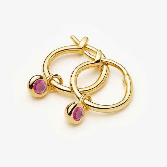 October Birthstone Mini Charm Hoop Earrings | 18k Gold Vermeil/Pink Tourmaline Earrings Missoma 
