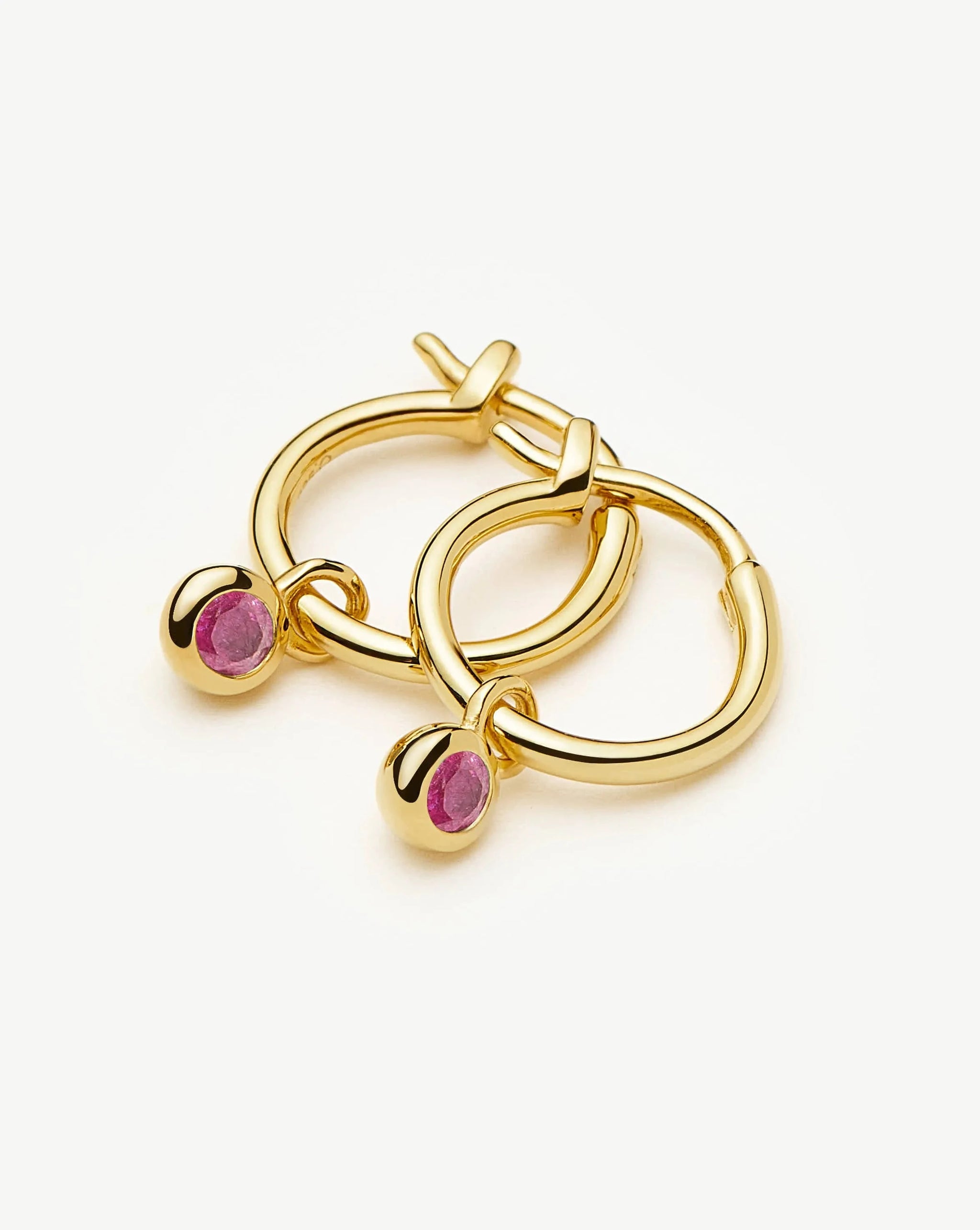 October Birthstone Mini Charm Hoop Earrings | 18k Gold Vermeil/Pink Tourmaline Earrings Missoma 