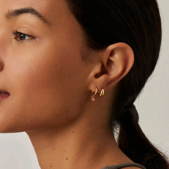 October Birthstone Mini Charm Hoop Earrings | 18k Gold Vermeil/Pink Tourmaline Earrings Missoma 