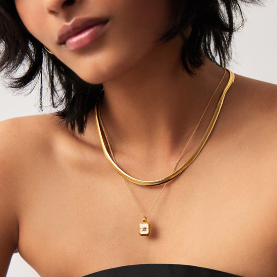 October Birthstone Necklace & Charm Earrings Set | 18k Gold Vermeil/Pink Tourmaline Necklaces Missoma 