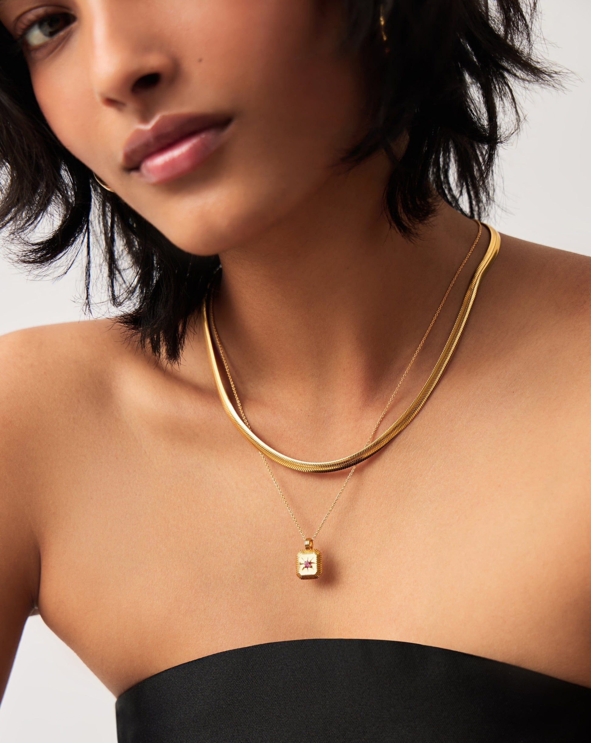 October Birthstone Necklace & Charm Earrings Set | 18k Gold Vermeil/Pink Tourmaline Necklaces Missoma 