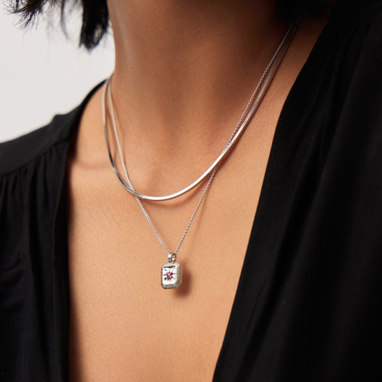 October Birthstone Necklace & Charm Earrings Set | Sterling Silver/Pink Tourmaline Necklaces Missoma 