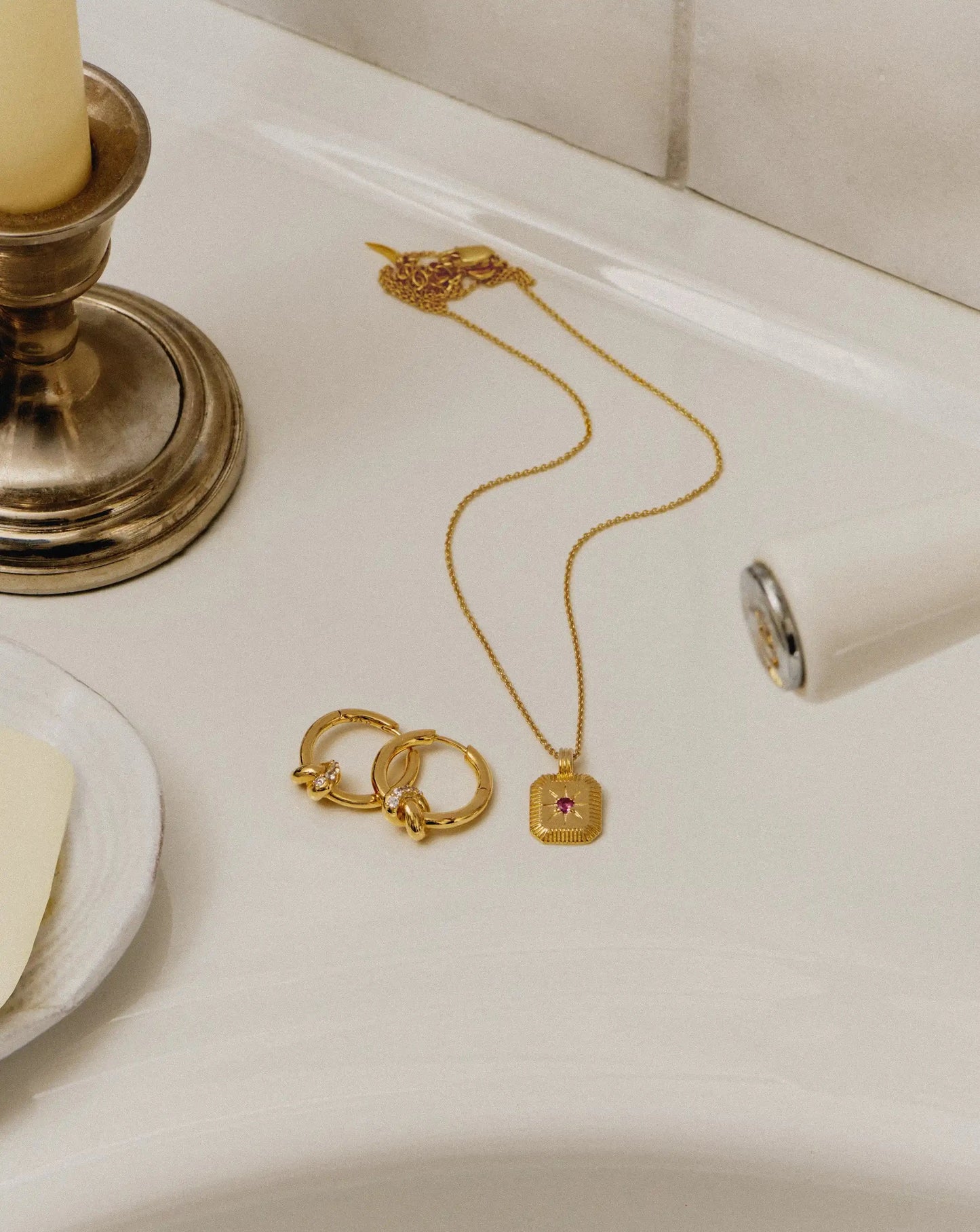 October Birthstone Pendant Necklace | 18k Gold Vermeil/Pink Tourmaline Necklaces Missoma 